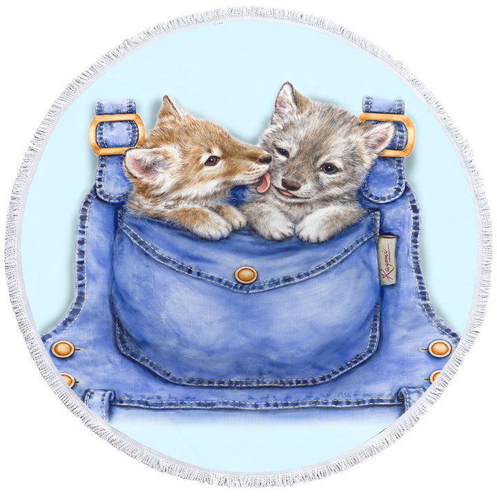 Best Kids Beach Towels Cute Animals Wolf Cubs Overall