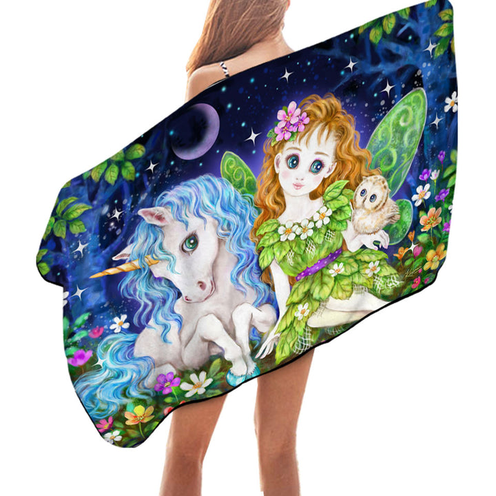 Best Pool Towels for Children Art Design Leaf Fairy and Unicorn
