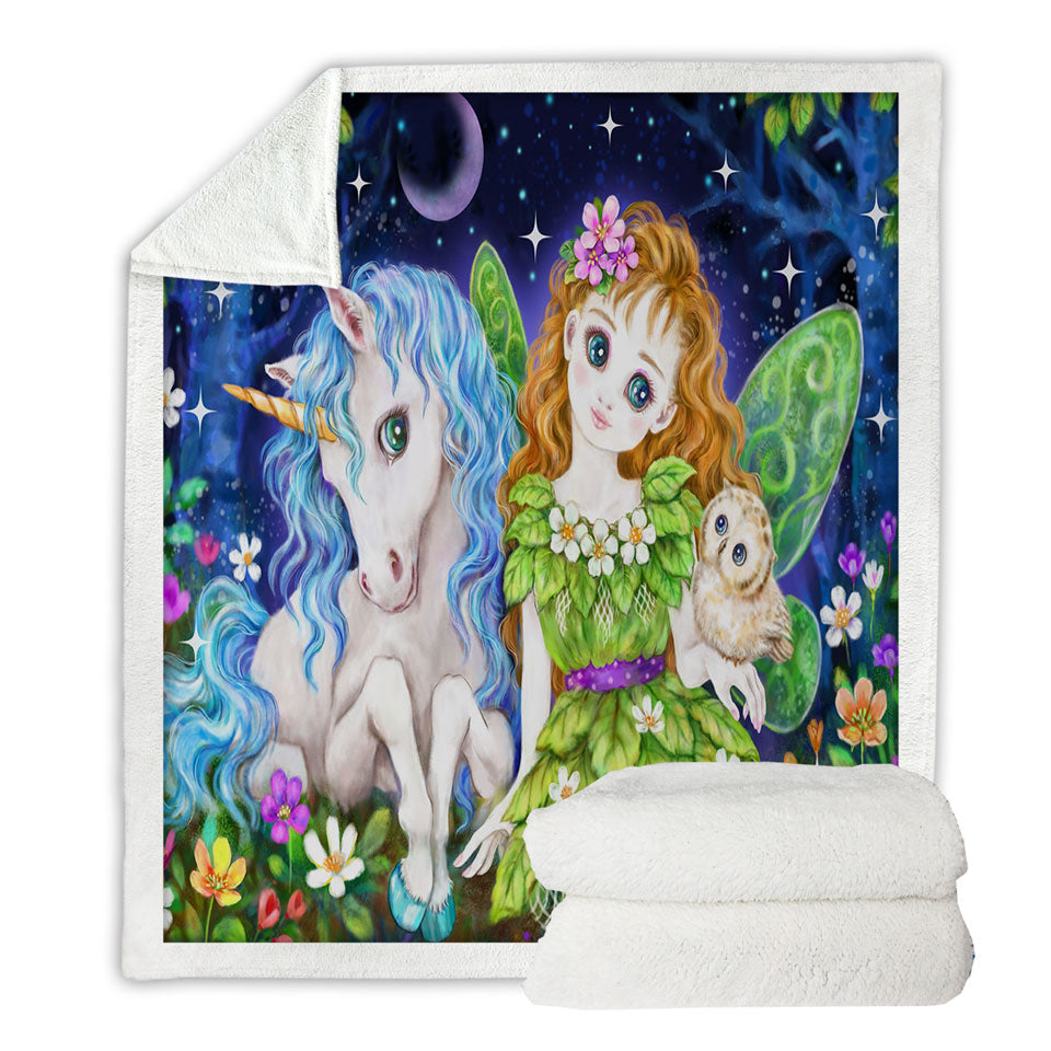Best Throws for Children Art Design Leaf Fairy and Unicorn