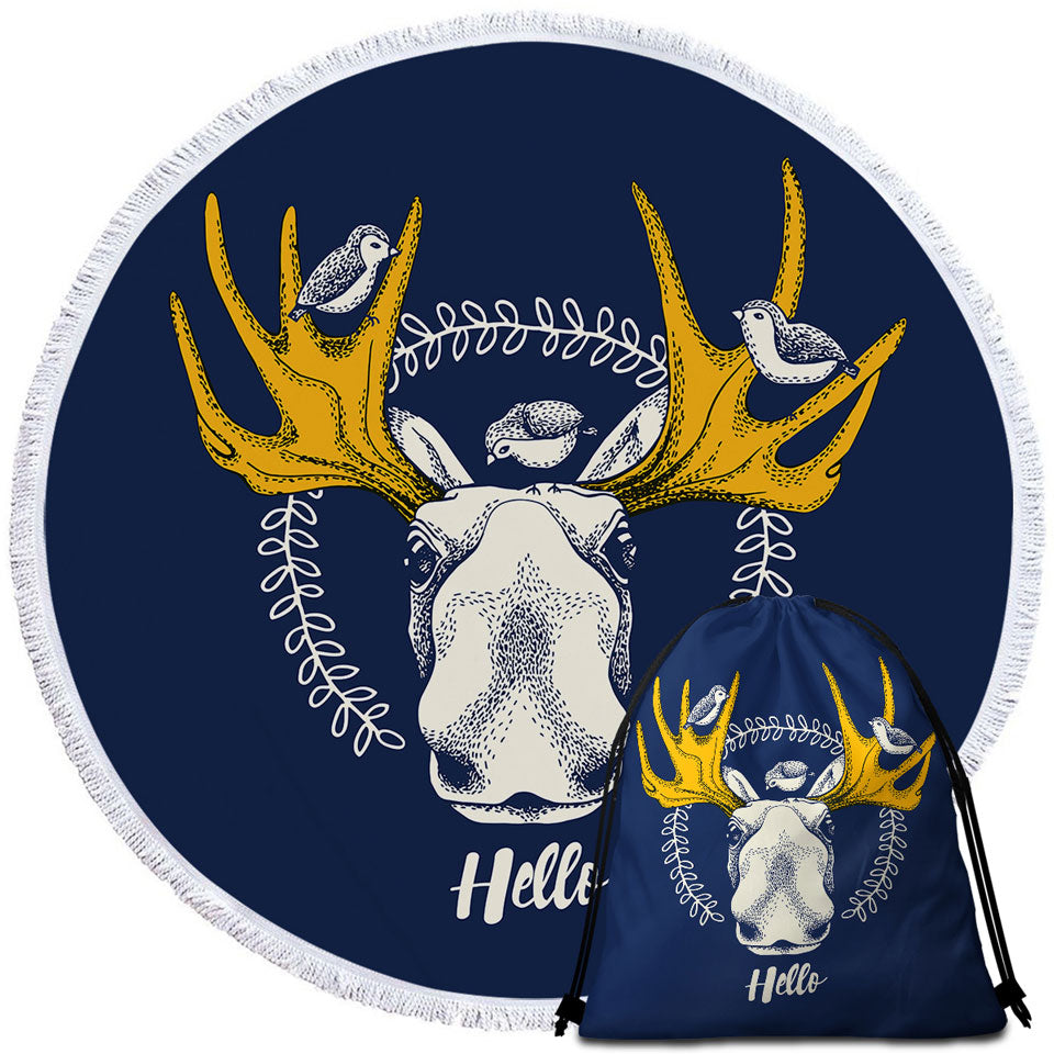 Birds and Moose Beach Towels