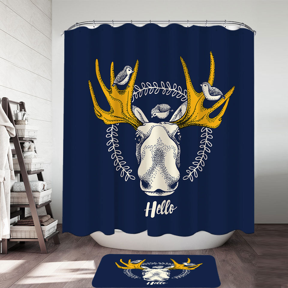 Birds and Moose Shower Curtain
