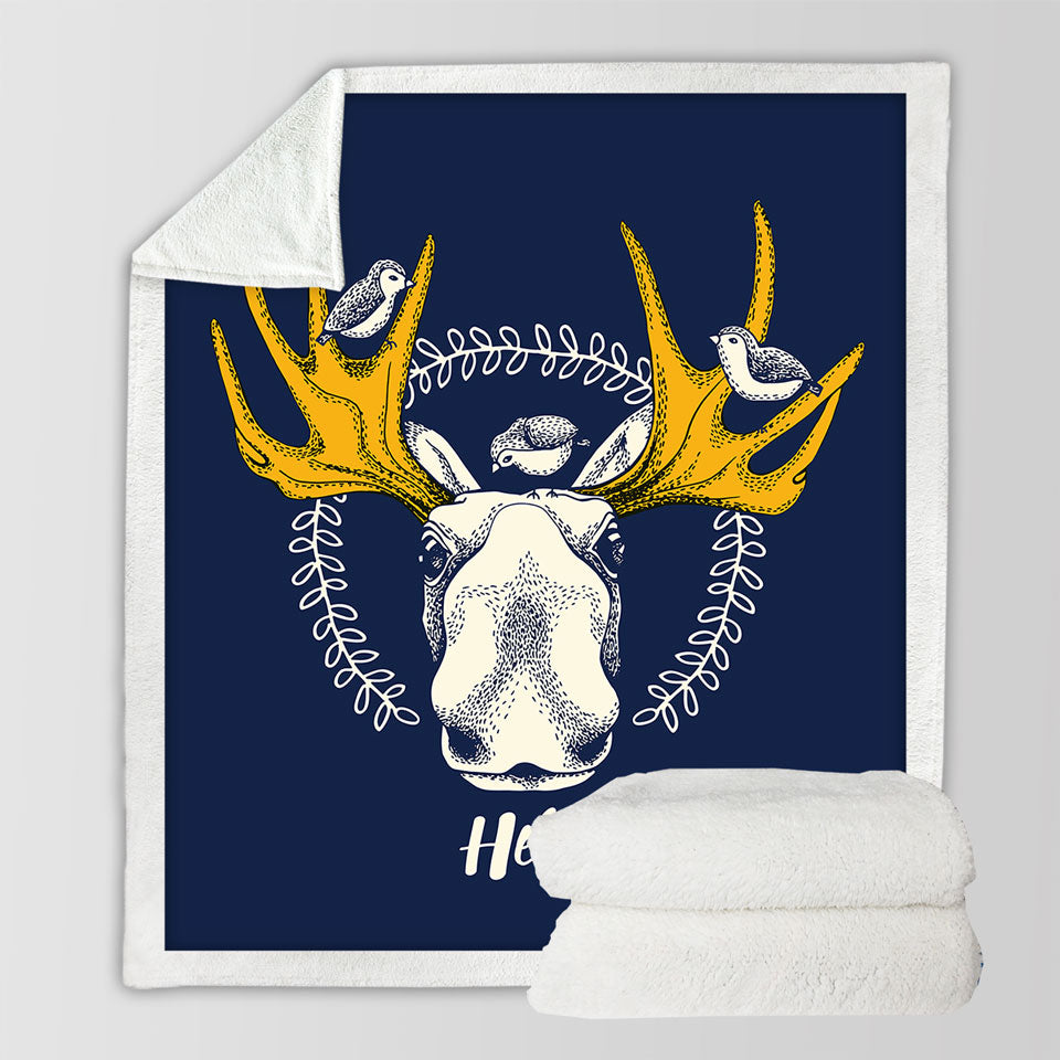 Birds and Moose Throw Blanket