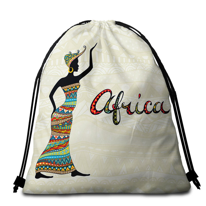 Black African Woman Beach Towel Bags Present Africa
