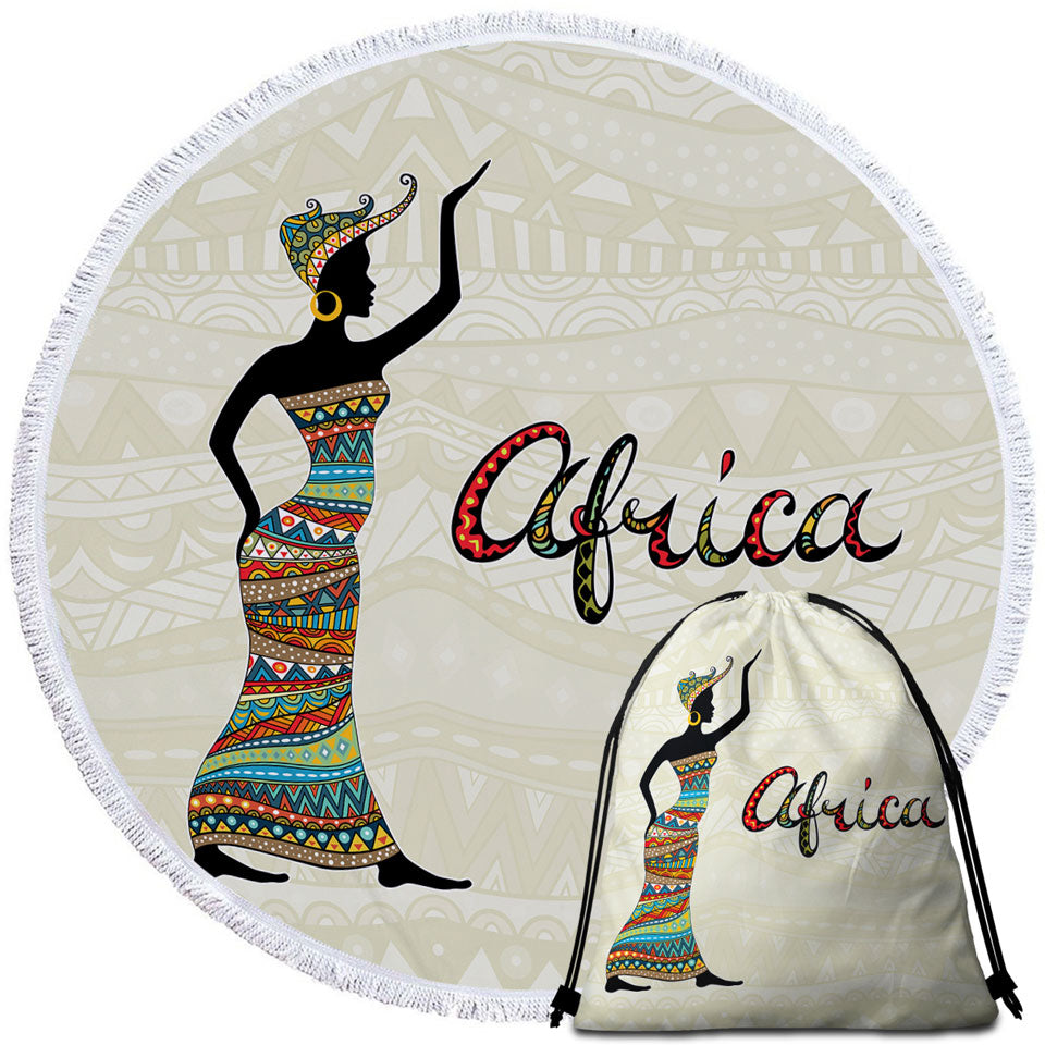 Black African Woman Beach Towels Present Africa
