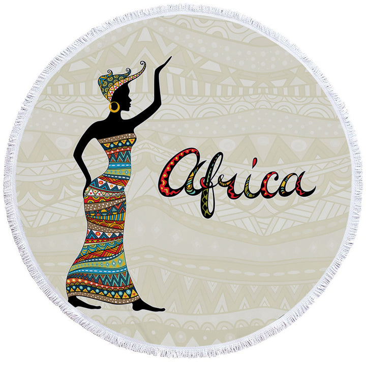 Black African Woman Circle Beach Towel Present Africa