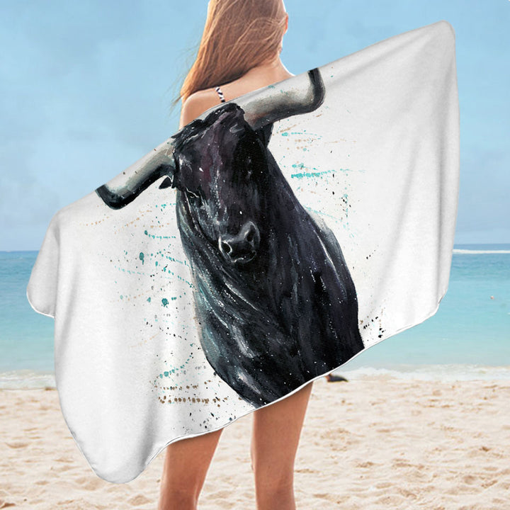 Black Bull Microfiber Beach Towel