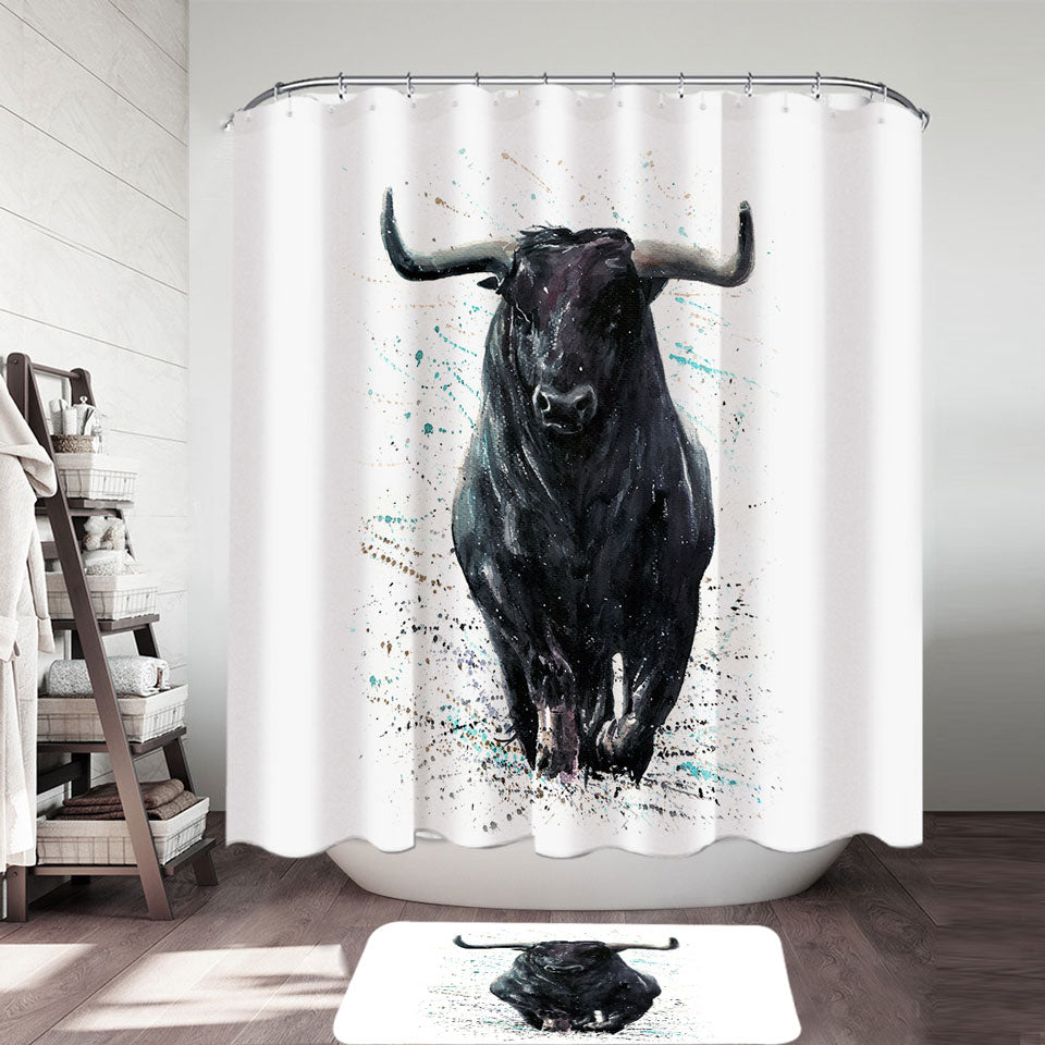 Black Bull Shower Curtain