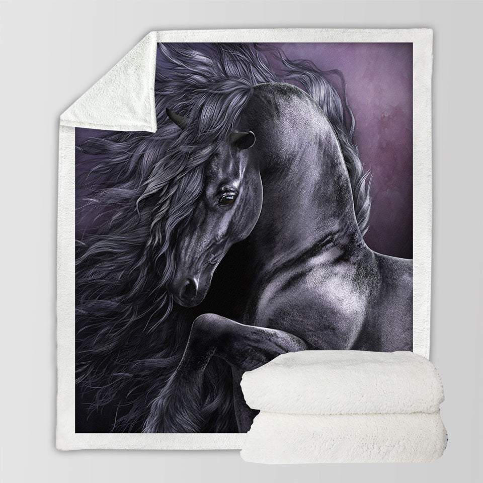 products/Black-Horse-Sherpa-Blanket-Art-Out-of-The-Night