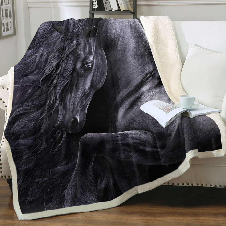 products/Black-Horse-Throw-Blanket-Art-Out-of-The-Night