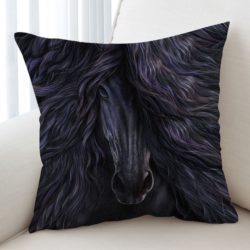 Black Magic Horse Cushions Fine Art