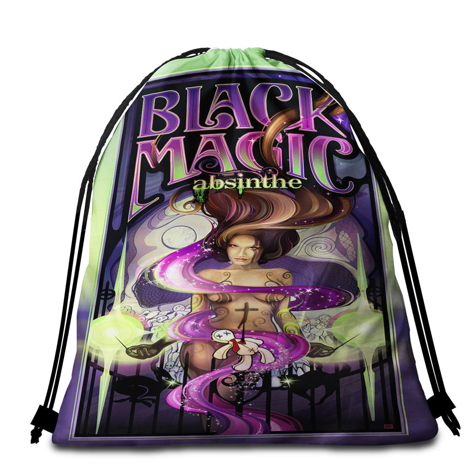 Black Magic Light Cool Sexy Girl Mens Beach Towel Bags