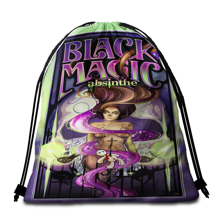Black Magic Light Cool Sexy Skull Girl Beach Towel Bags for Guys