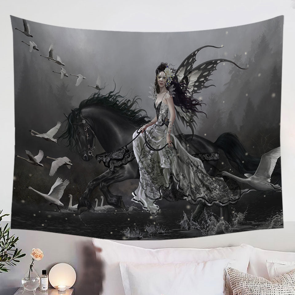 Black-Wall-Decor-Horse-Fairy-Lamentation-of-Swans-Fantasy-Art