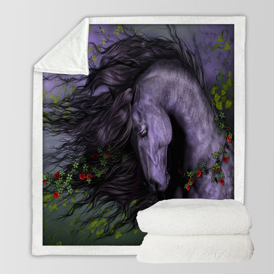products/Black-Wild-Horse-the-Wild-Rose-Sherpa-Blanket