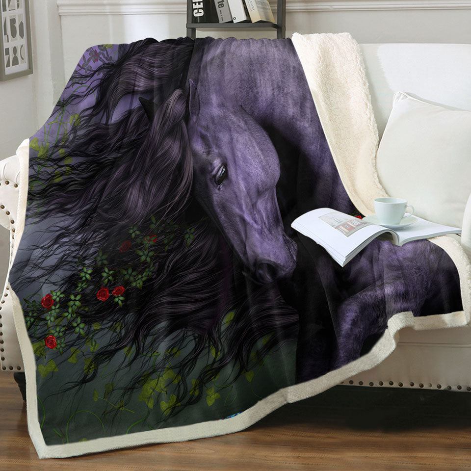 products/Black-Wild-Horse-the-Wild-Rose-Throw-Blanket