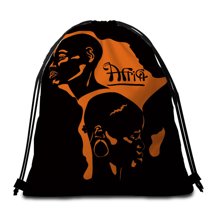 Black and Orange African Beach Towel Bags