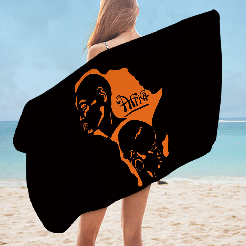 Black and Orange African Swims Towel