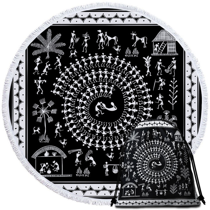Black and White African Beach Towels and Bags Set Tribe Story
