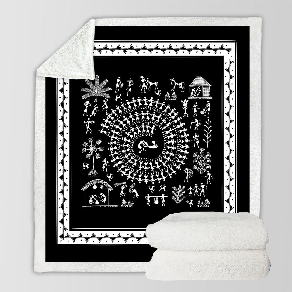 Black and White African Throw Blanket Tribe Story