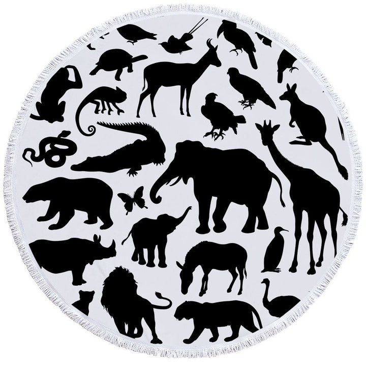 Black and White Animals Beach Towels for Kids