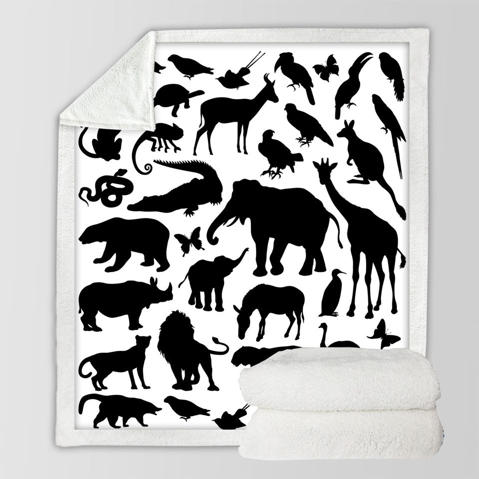 Black and White Animals Blankets for Kids
