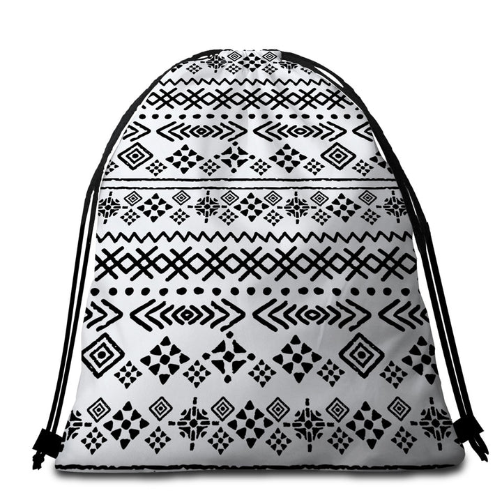 Black and White Aztec Beach Towels and Bags Set
