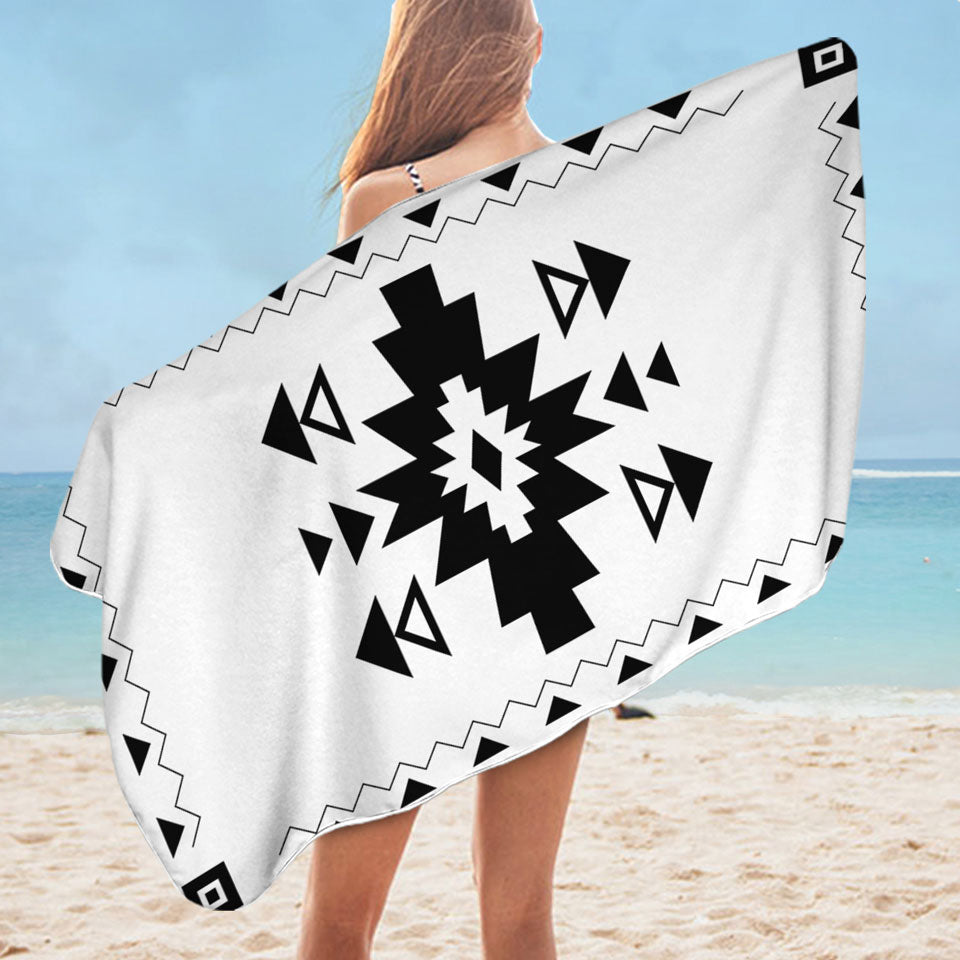 Black and White Aztec Beach Towels