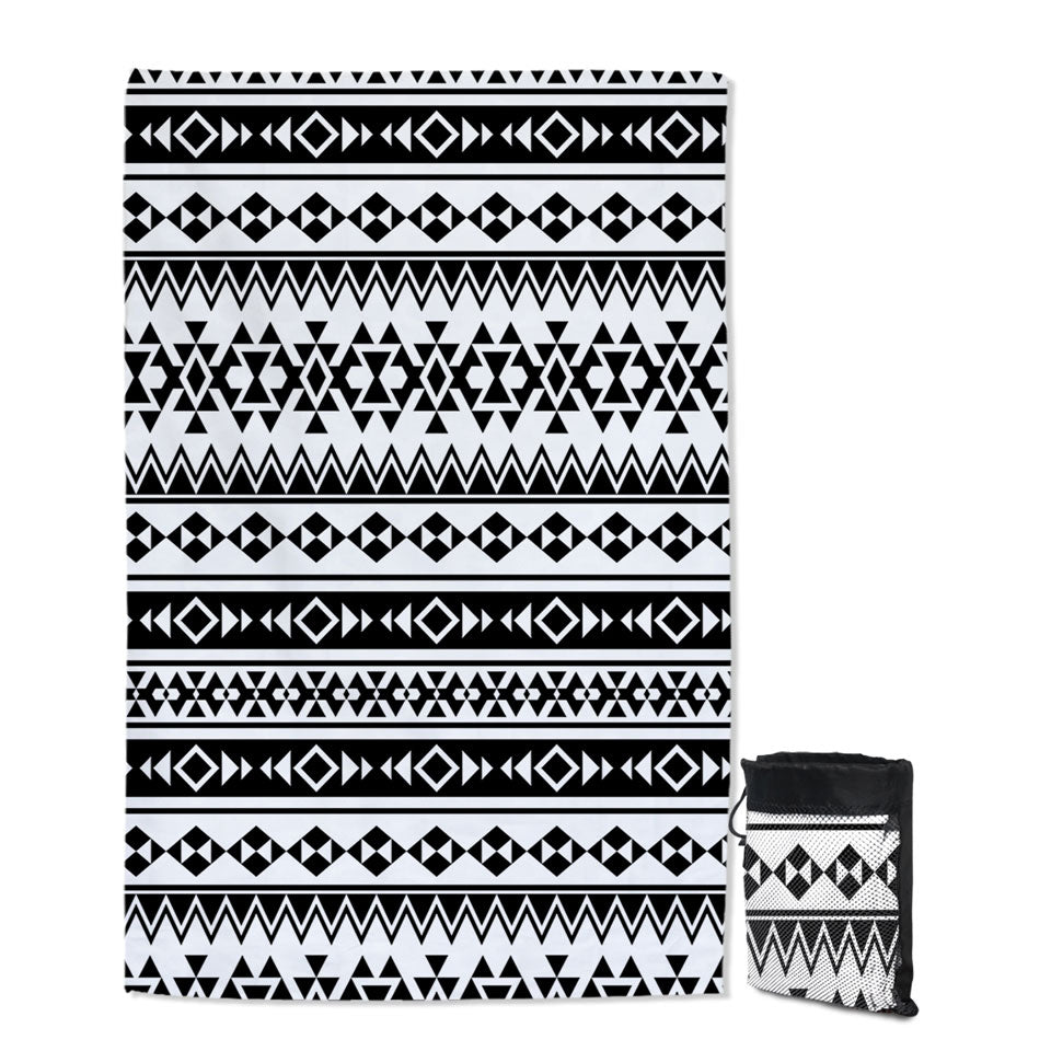 Black and White Aztec Stripes Giant Beach Towel
