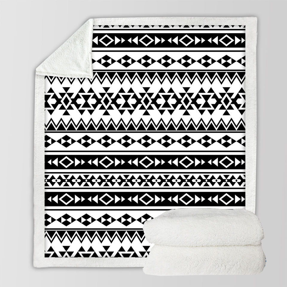 Black and White Aztec Stripes Sofa Blankets