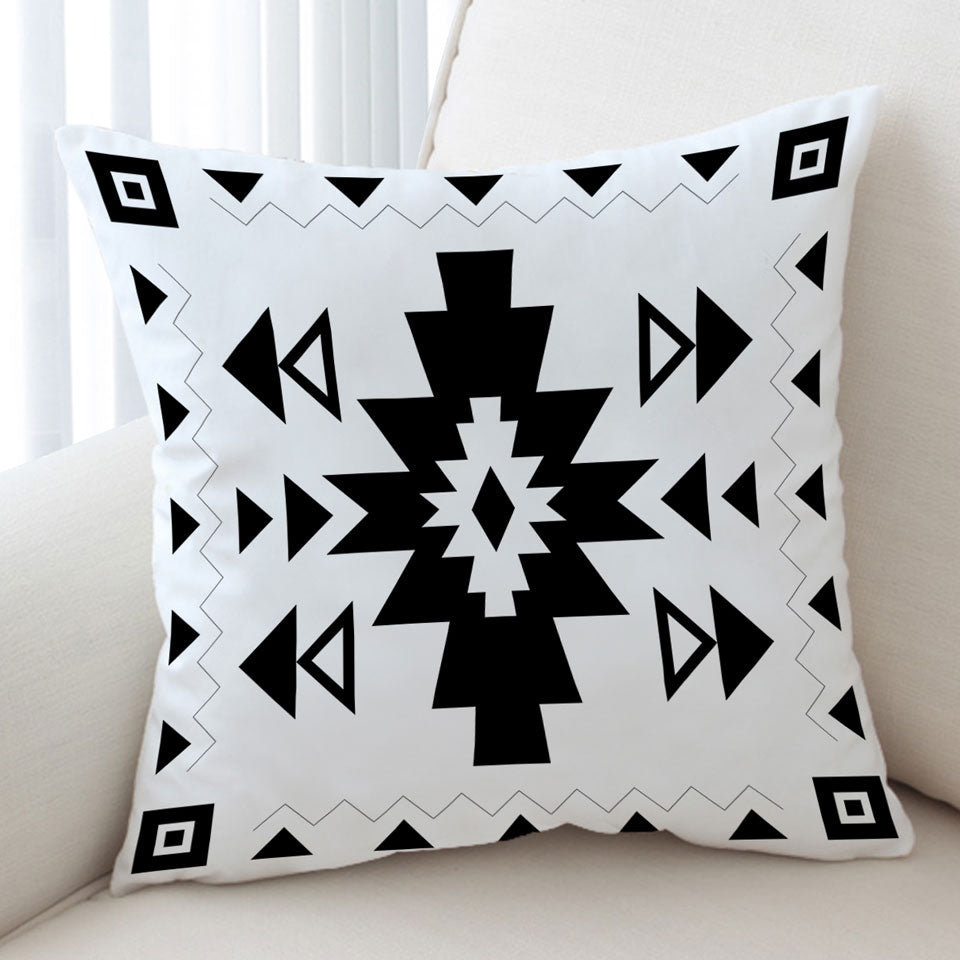 Black and White Aztec Throw Pillow