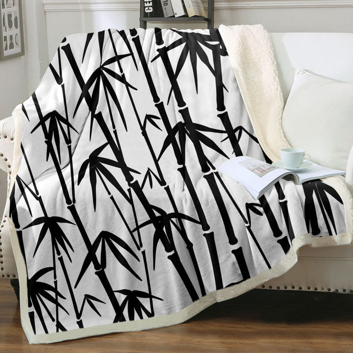 Black and White Bamboo Sherpa Blanket