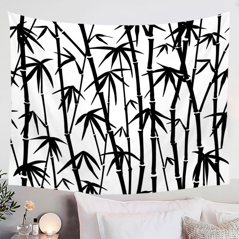 Black and White Bamboo Wall Decor Tapestry
