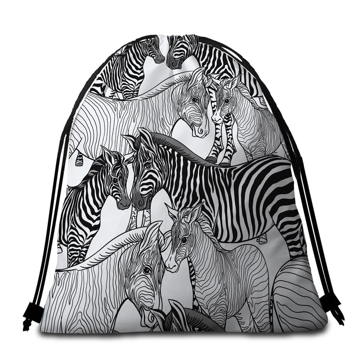 Black and White Beach Towel Bags Dazzle of Zebras