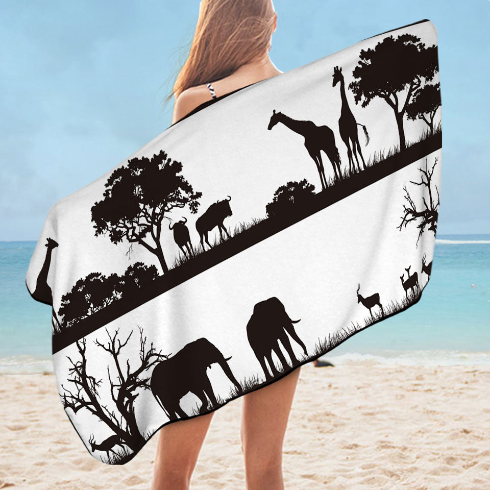 Black and White Beach Towel of Africa