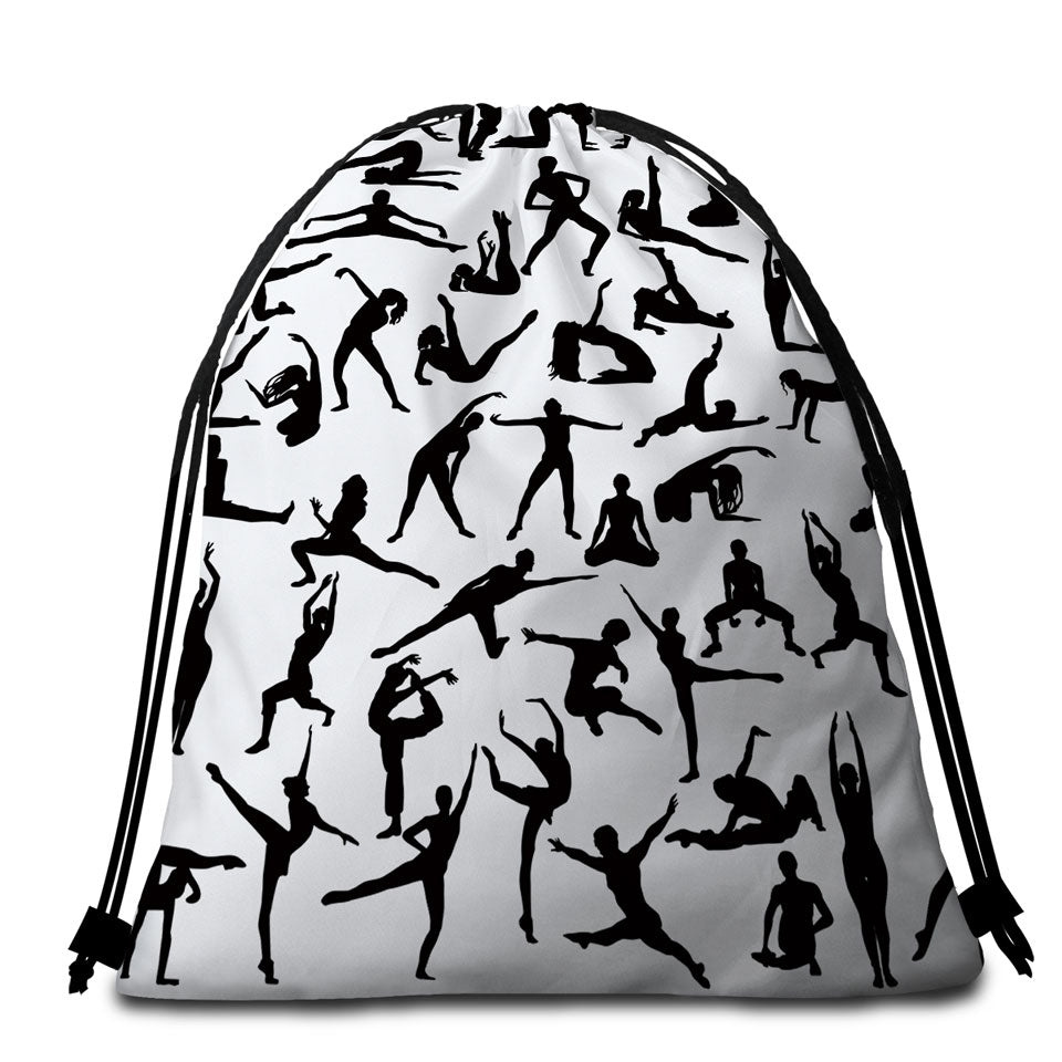 Black and White Beach Towels and Bags Set Dancing Silhouettes
