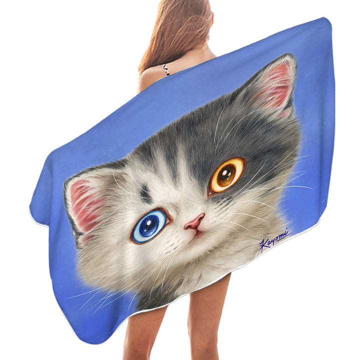 Black and White Beautiful Kitten Cat Pool Towel
