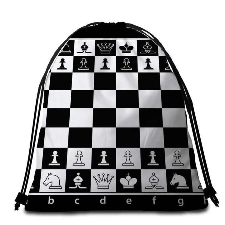 Black and White Chess Beach Towel Bags