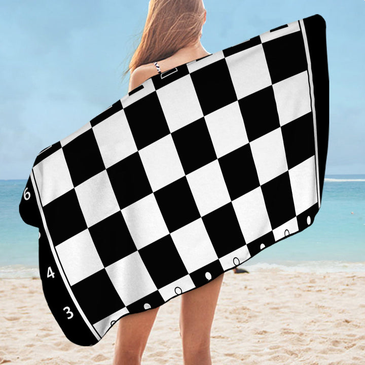 Black and White Chess Microfiber Beach Towelq