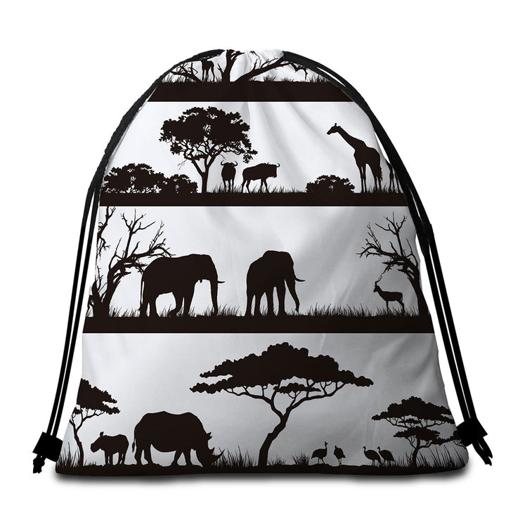 Black and White Circle Beach Towel of Africa