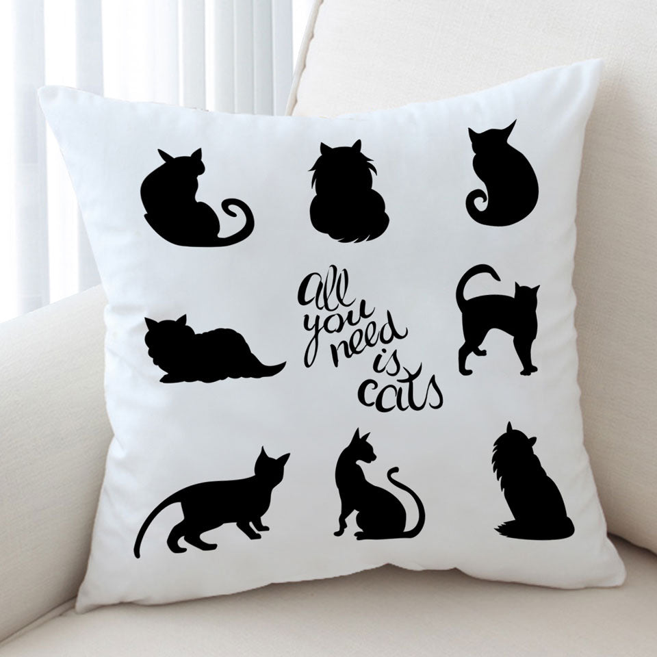 Black and White Cushion Covers All You Need is Cats