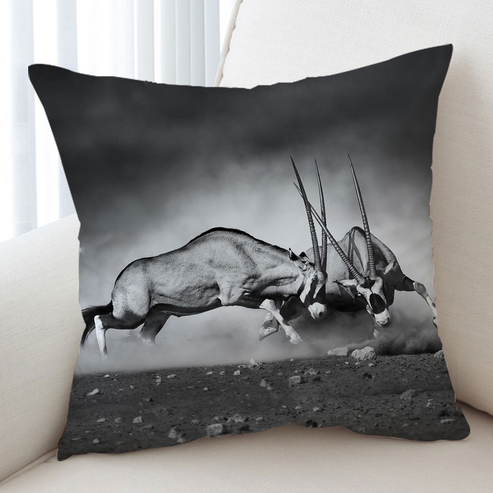 Black and White Cushions Wild Antelopes