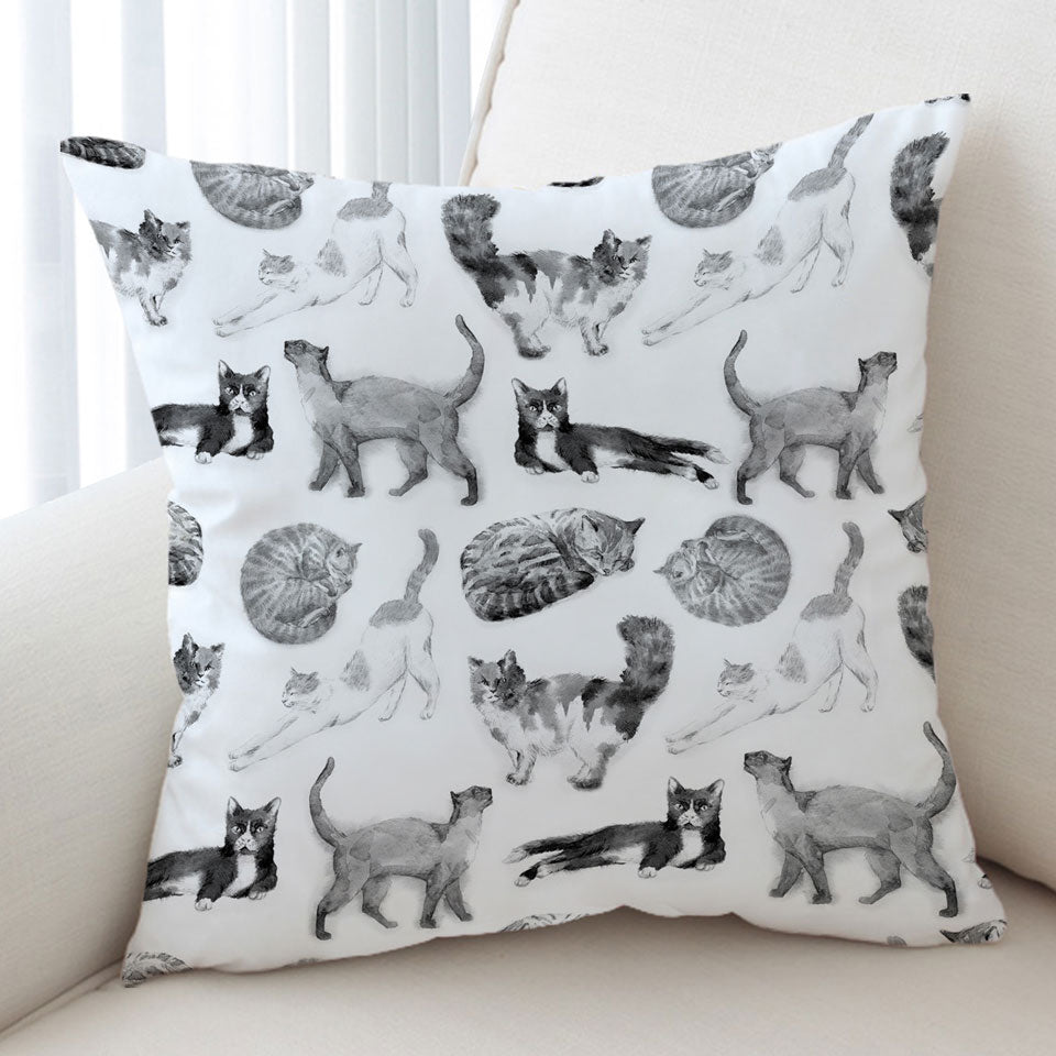 Black and White Cushions with Cats Prints