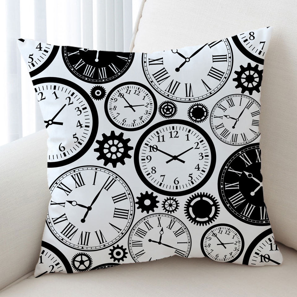 Black and White Cushions with Clocks