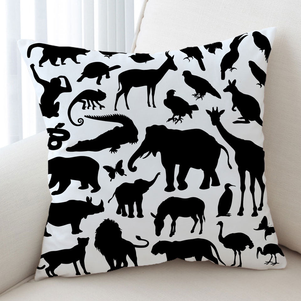 Black and White Decorative Cushions Animals Silhouettes