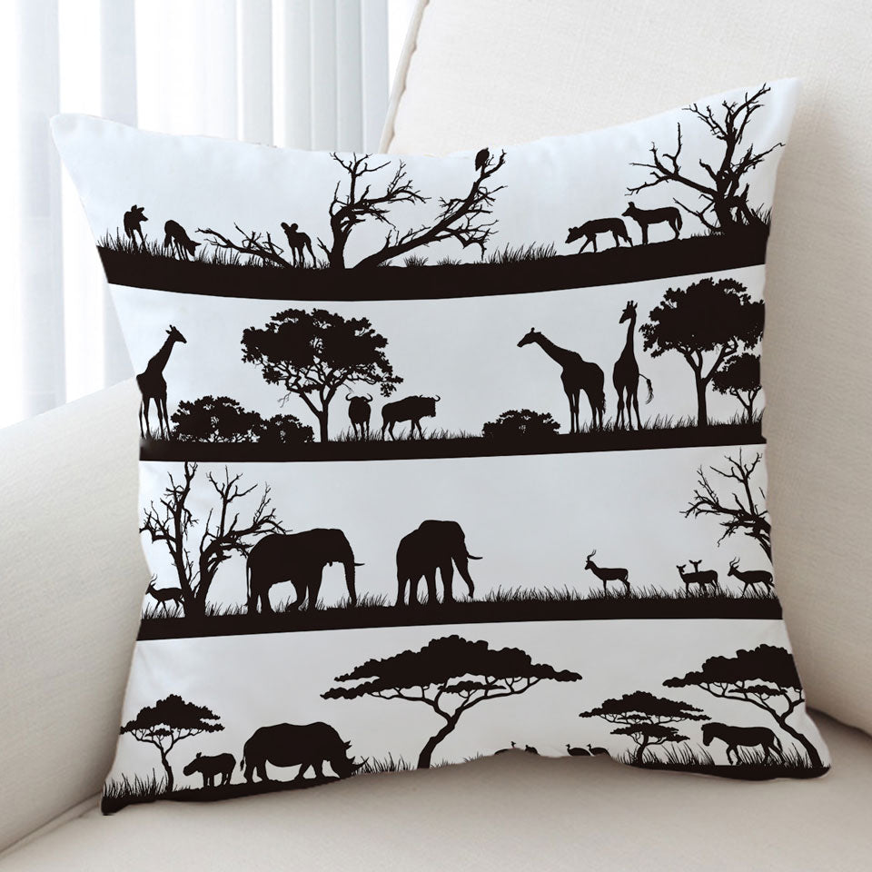 Black and White Decorative Pillows of Africa