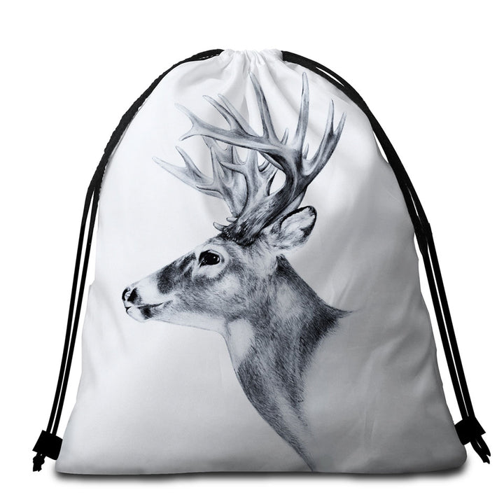 Black and White Deer Beach Bags and Towels