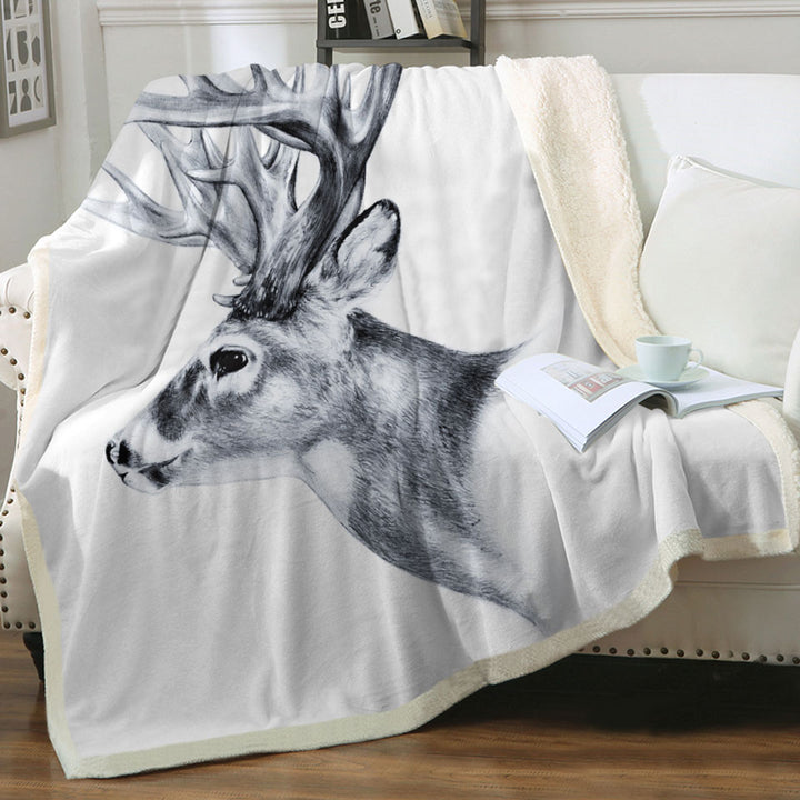 Black and White Deer Throw Blankets