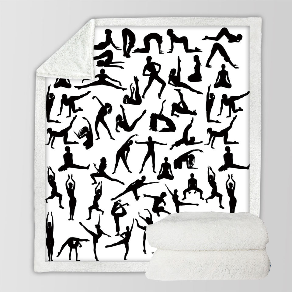 Black and White Fleece Blankets Dancing Silhouettes