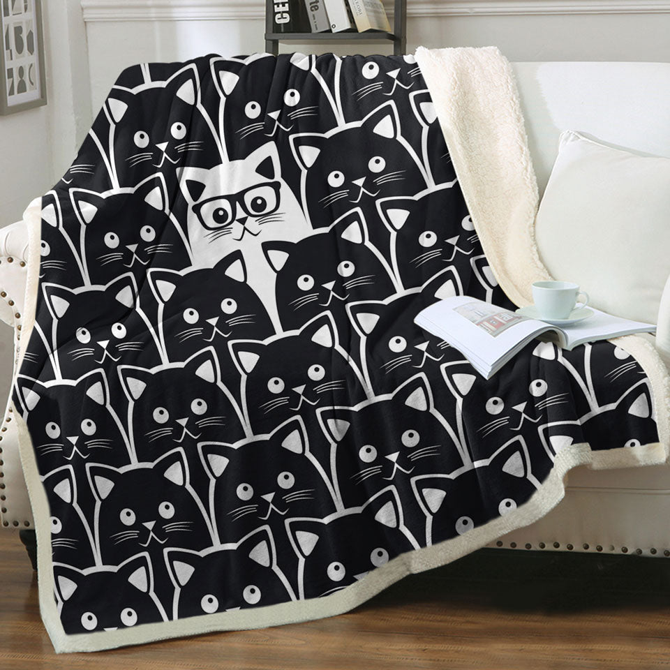 Black and White Funny Cats Blankets