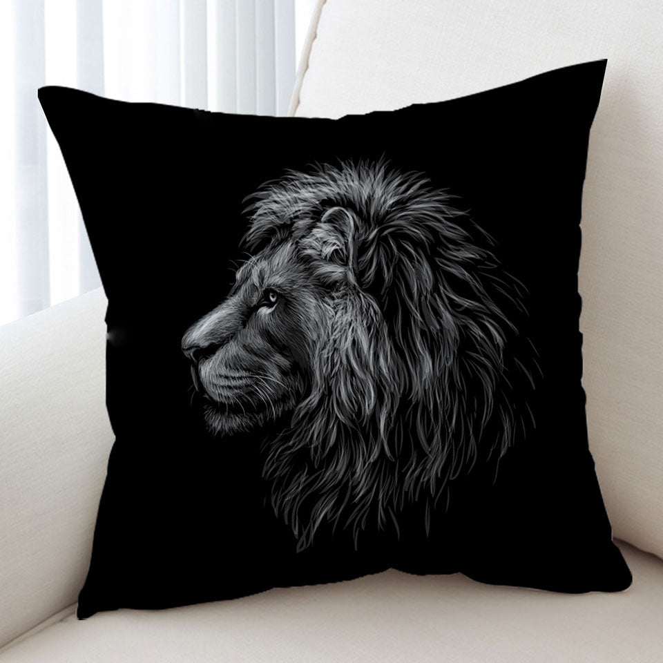 Black and White Handsome Lion Throw Cushions